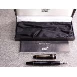 Large Black Montblanc Meisterstuck fountain pen boxed with service guide - unused/un-inked