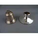 TWO SILVER INKWELLS including a capstan type with tortoiseshell inset lid, Birmingham 1913 and a