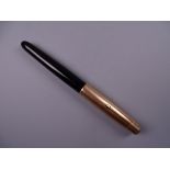 Vintage black Parker 51 fountain pen with 12ct GF cap