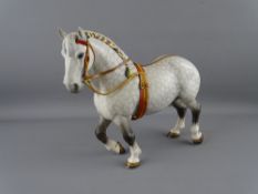 A BESWICK PERCHERON SHIRE HORSE in show harness, 24.5 cms high