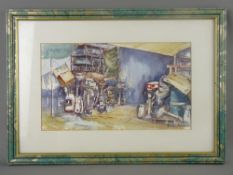 ANN FELLOWS original watercolour - titled 'Boat Jumble', 17.5 x 30.5 cms SIGNED