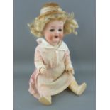 A HEUBACH KOPPELSDORF GERMAN PORCELAIN HEADED DOLL, no. 342.2, closing blue eyes with lashes, open