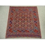 Cazak rug multi bordered with central diamond pattern 126 x 118cms