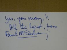 PAUL McCARTNEY'S SIGNATURE written on the back of 'The Cool Elephant, 48 Margaret Street, London,