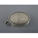 AN OVAL SILVER VINAIGRETTE with rope twist rim and cartouche, grill intact, 8 grms, Birmingham 1863,