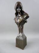 GIOVANNI SCHOEMAN ART NOUVEAU STYLE PEDESTAL BUST of a young girl titled 'Ethne', fully stamped with