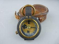 A J HICKS, LONDON POCKET COMPASS, no. 6497, dated 1913 with broad arrow mark, in a leather case