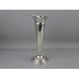 A SILVER TRUMPET VASE with inscription, Birmingham 1913 (loaded base), 22.5 cms high