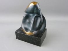 A CONTEMPORARY SEMI-POLISHED BRONZE BUST titled 'Nostalgia' by Pere Borrat circa 1990