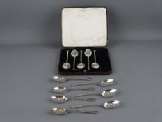 TWELVE SILVER TEASPOONS in three part sets, various hallmarks and designs, 3.7 troy ozs gross