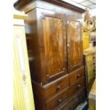 A VICTORIAN MAHOGANY PRESS CUPBOARD, 218 cms high, 133 cms wide maximum, 56 cms deep