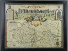 JOHN SPEED coloured and tinted map of 'Barkshire', Sudbury & Humble edition, 38.5 x 51 cms
