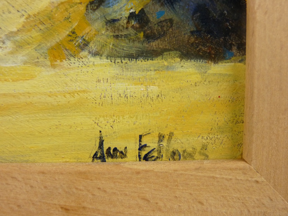 ANN FELLOWS original oil on board - titled 'Beach Holiday', 29.5 x 30 cms SIGNED - Image 2 of 2