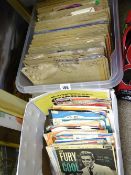 Tub of vintage 78rpm records and a parcel of 45 rpm records