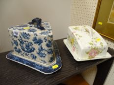 Two vintage Staffs cheese dishes with covers