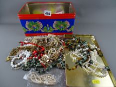 Tin of costume jewellery and similar items