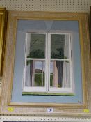 Oil on board - window scene, signed G S