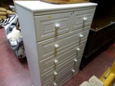White melamine six drawer bedroom chest and a twin shelf pine wall shelf