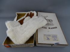 Boxed pair of fur gloves (The Stag Range, Rylands of Manchester, Famous for Gloves)