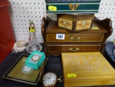 Jewellery boxes, tins, yellow metal pocket watch etc