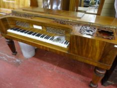 Early Broadwood square piano in rosewood and mahogany on turned supports