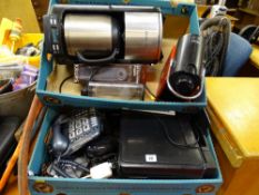 Parcel of household electrical items in two boxes including Epson printer, big button telephone,