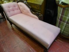 Edwardian chaise longue with pink upholstery
