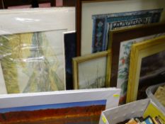 Large parcel of framed and unframed paintings and prints etc