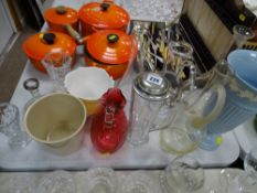 Parcel of china and glassware, vases, planters etc including silver rimmed