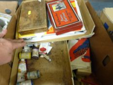 Box of mixed items including artist's materials, treen etc