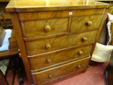 Victorian mahogany chest of three long and two short drawers