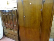 Polished wardrobe, non-matching chest and dressing table