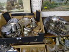 Box of mixed electroplate and similar and a pedestal bowl etc
