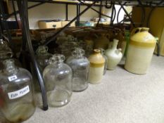 Large quantity of vintage demi-johns, stoneware flagons including 'David Williams, Wine & Spirit