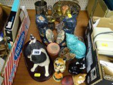 Parcel of decorative porcelain glassware, metalware including many cats