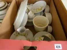 Box of Japanese tea and dinnerware etc