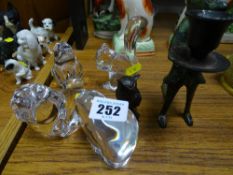 Glass and metallic animal ornaments/candle holders