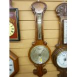 Vintage banjo wall barometer with thermometer