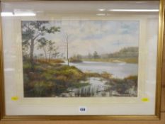 B FERGIO?? well executed watercolour study - trees amongst wetlands, signed lower left, dated '93