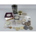 Collection of commemorative crowns and coinage including an 1890 American dollar along with an EP
