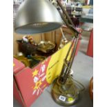 Modern brushed metal anglepoise lamp