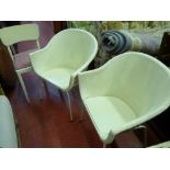 Pair of loom style tub chairs and one other