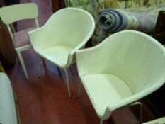 Pair of loom style tub chairs and one other