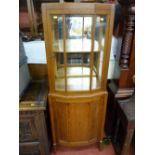 Oak glass topped display cabinet