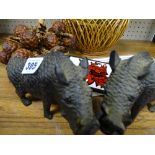 Pair of carved boars, other treen ware etc