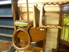 Mahogany twin flap trolley and a pair of peach upholstered chairs