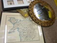 ROBERT MORDEN map of North Wales, convex wall mirror etc
