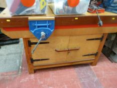 Excellent wooden workbench with built-in vices