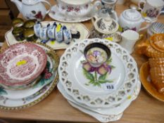 Parcel of mixed porcelain including lustre teaware, ribbon plates etc