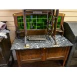 Tiled back and marble topped washstand